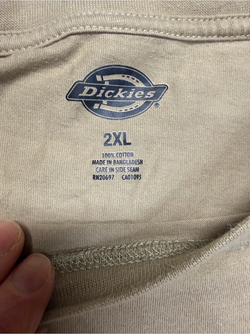 Dickies Mens 100% Cotton Beige Pocket Tee - 2XL